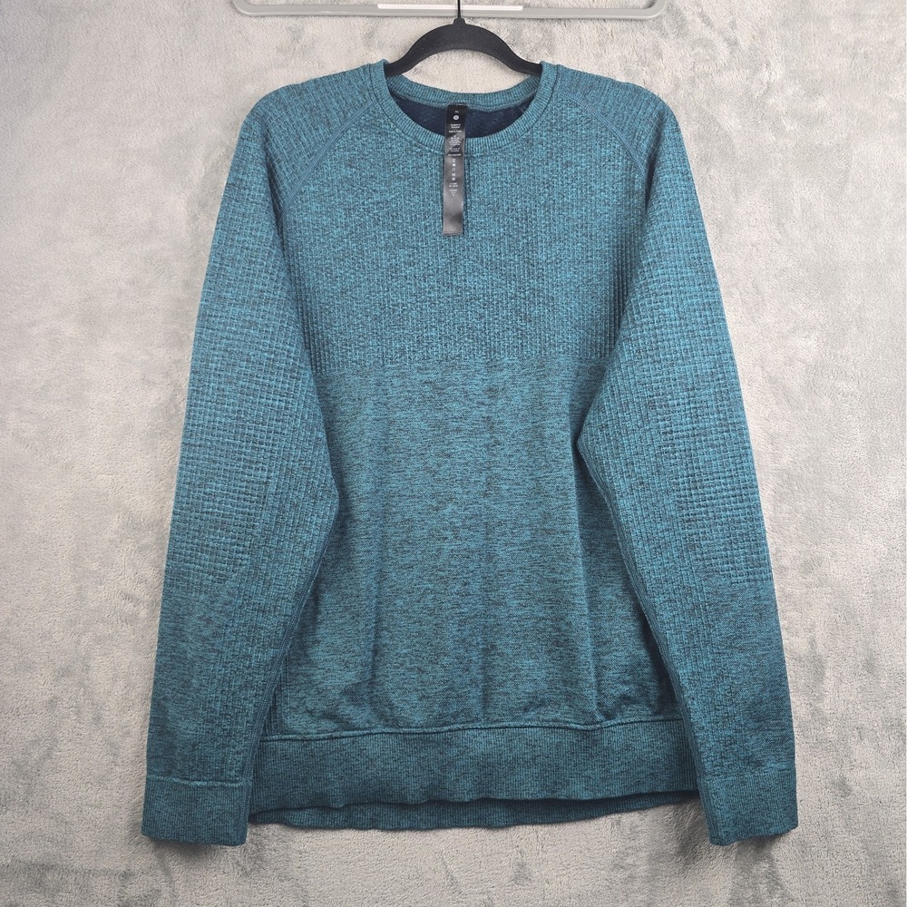 Lululemon Sweater Mens XL Green Engineered Warmth Long Sleeve Crew Wool Blend